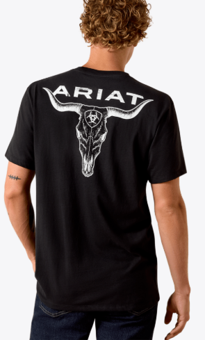 10058431 | ARIAT MEN'S BLACK STIPPLE STEER CLASSIC FIT SS T-SHIRT