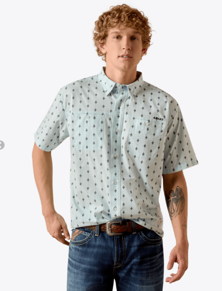 10073437 | ARIAT MEN'S 360 AIRFLOW CLASSIC FIT S/S SHIRT - BLUE GLOW