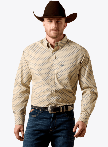 10073592 | ARIAT MEN'S STU CLASSIC FIT L/S SHIRT - IRISH CREAM SOUTHWEST MOTIF