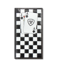 A3569562 | ARIAT BLACK & WHITE CHECKERBOARD CARDS RODEO WALLET