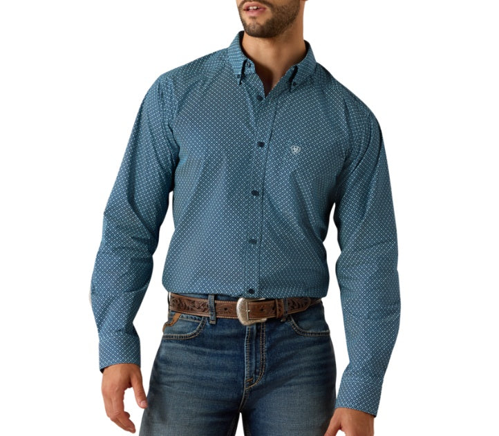 10071600 | ARIAT MEN'S JORDI FITTED LS SHIRT - POSEIDON GEO