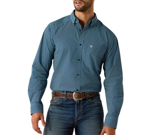10071600 | ARIAT MEN'S JORDI FITTED LS SHIRT - POSEIDON GEO