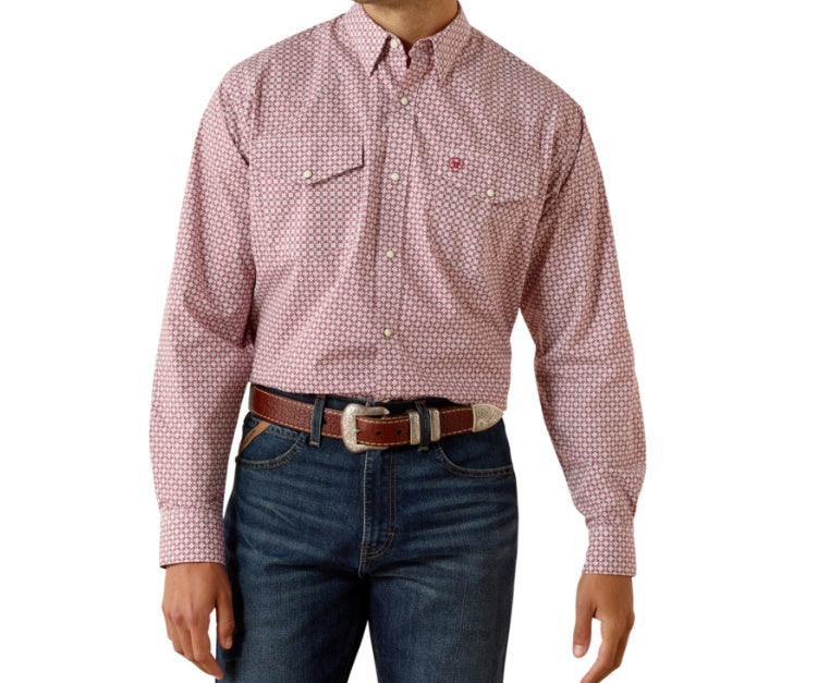 10071723 | ARIAT MEN'S TRUTH CLASSIC FIT SNAP LS SHIRT - BRICK RED MEDALLION