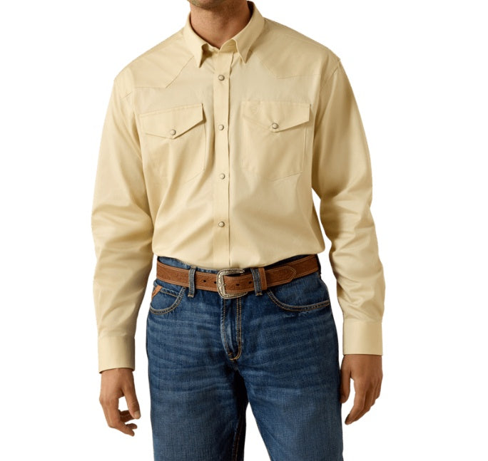 10071235 | ARIAT MEN'S LIGHTWEIGHT SOLID TWILL CLASSIC FIT LS SHIRT - CREME BRULEE