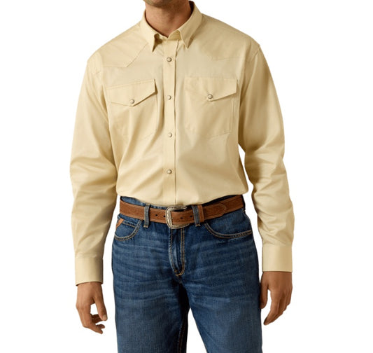 10071235 | ARIAT MEN'S LIGHTWEIGHT SOLID TWILL CLASSIC FIT LS SHIRT - CREME BRULEE