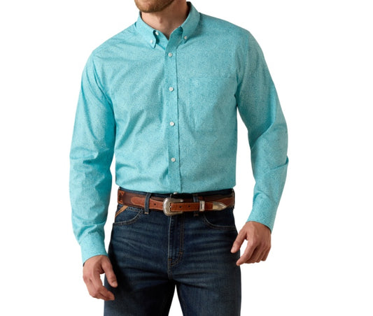 10071743 | ARIAT MEN'S WRINKLE FREE CORMAC FITTED LS SHIRT - LARKSPUR PAISLEY