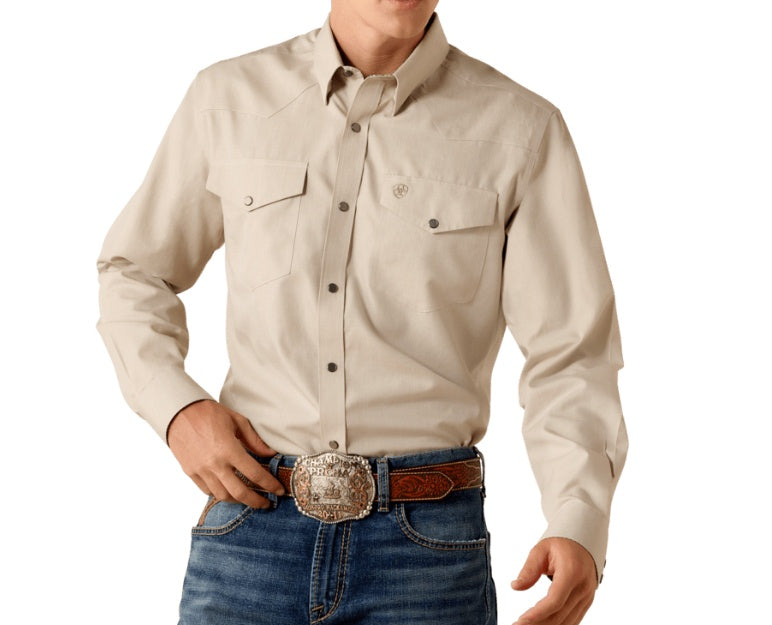 10071105 | ARIAT MEN'S BRINDLE WF PINPOINT OXFORD FTD L/S SNAP SHIRT