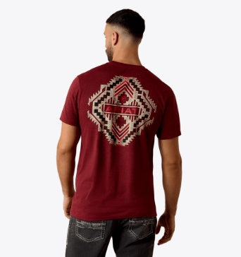 10079657 | ARIAT MEN'S SOUTHWEST STAMPER S/S TEE - CRIMSON BLACK HEATHER