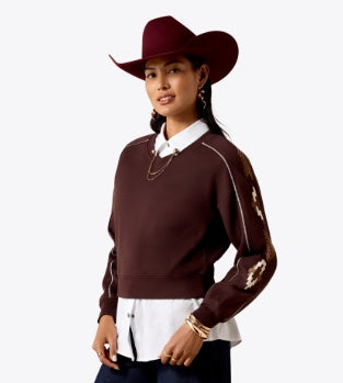 10079673 | ARIAT WOMEN'S DAKOTA SWEATSHIRT - CHOCOLATE PLUM