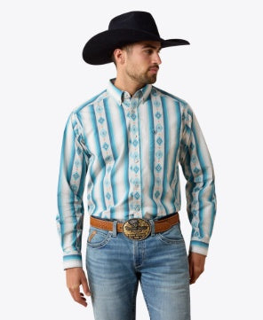 10079602 | ARIAT MEN’S POWERS CLASSIC FIT L/S SHIRT - GREY MULTI SERAPE STRIPE