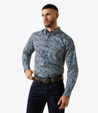 10079287 | ARIAT MEN’S CLEM FITTED L/S SHIRT - PURPLAVY PAISLEY