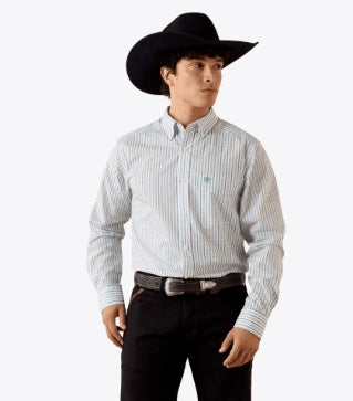 10079419 | ARIAT MEN’S CROW FITTED L/S SHIRT - WHITE LONGHORN
