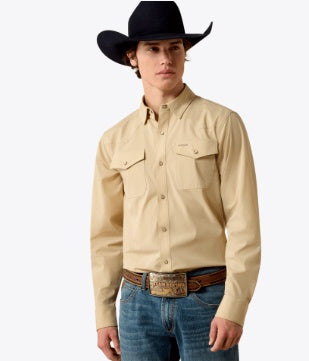 10079814 | ARIAT MEN’S FRONTIER FLEX VENTTEK WESTERN FITTED L/S SNAP SHIRT - IRISH CREAM