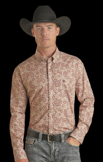 BMB2S02527 | ROCK & ROLL RED PAISLEY LS BD SHIRT