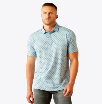 10054905 | ARIAT MEN'S RETRO POLO - CASHMERE BLUE GEO