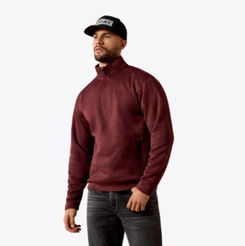 10079456 | ARIAT MEN’S CALDWELL 1/4 ZIP SWEATER - RED MAHOGANY