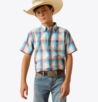 **FINAL SALE**10058705 | ARIAT YOUTH PRO SERIES SUNNY CLASSIC FIT S/S SHIRT - BLUE PLAID
