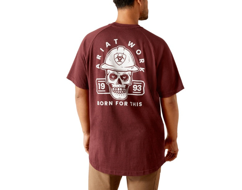 10054444 | ARIAT MEN'S REBAR COTTON STRONG HARDHEADED S/S T-SHIRT - BURGUNDY HEATHER
