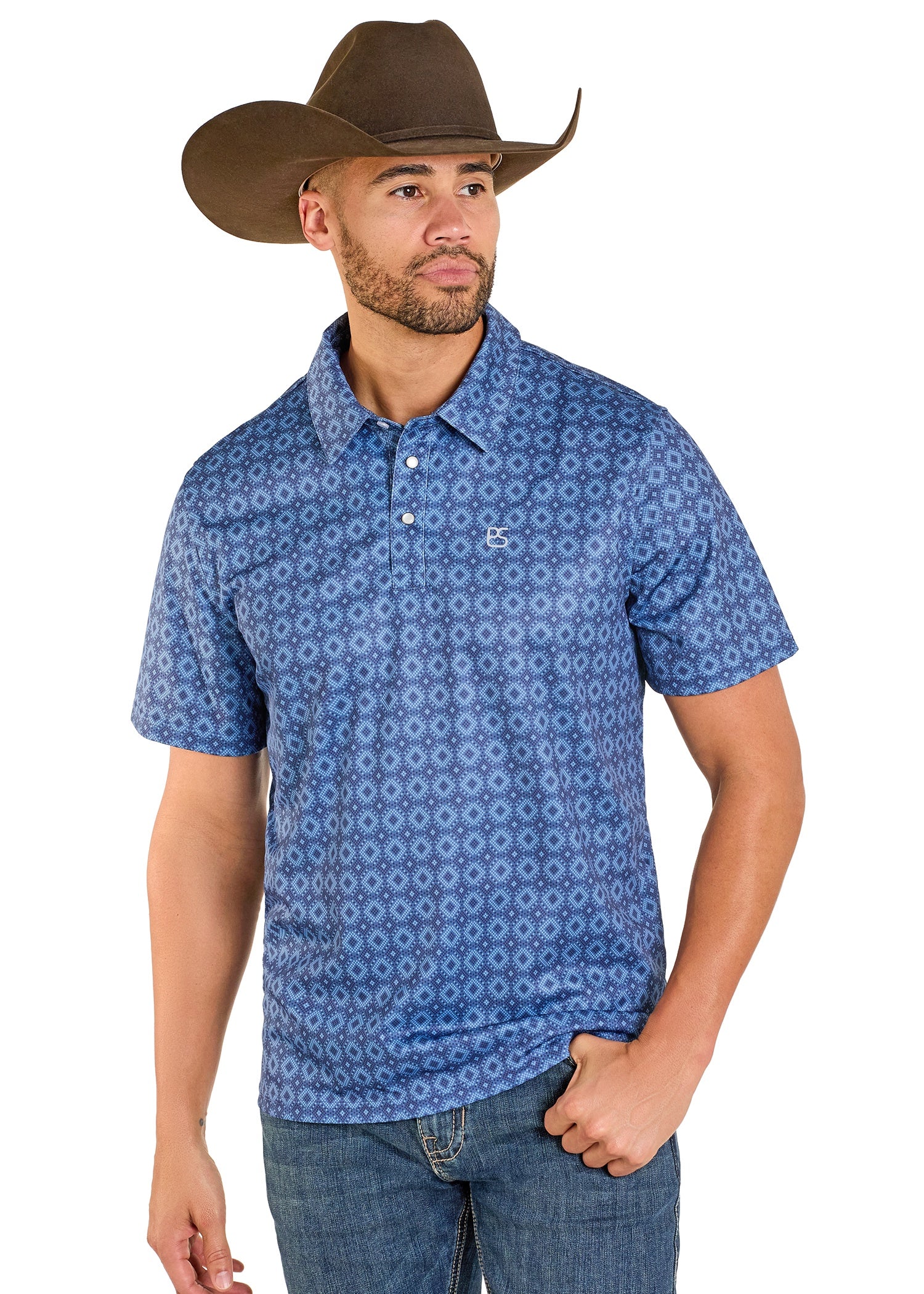 TM51T07530 | ROCK & ROLL MENS NAVY SNAP POLO