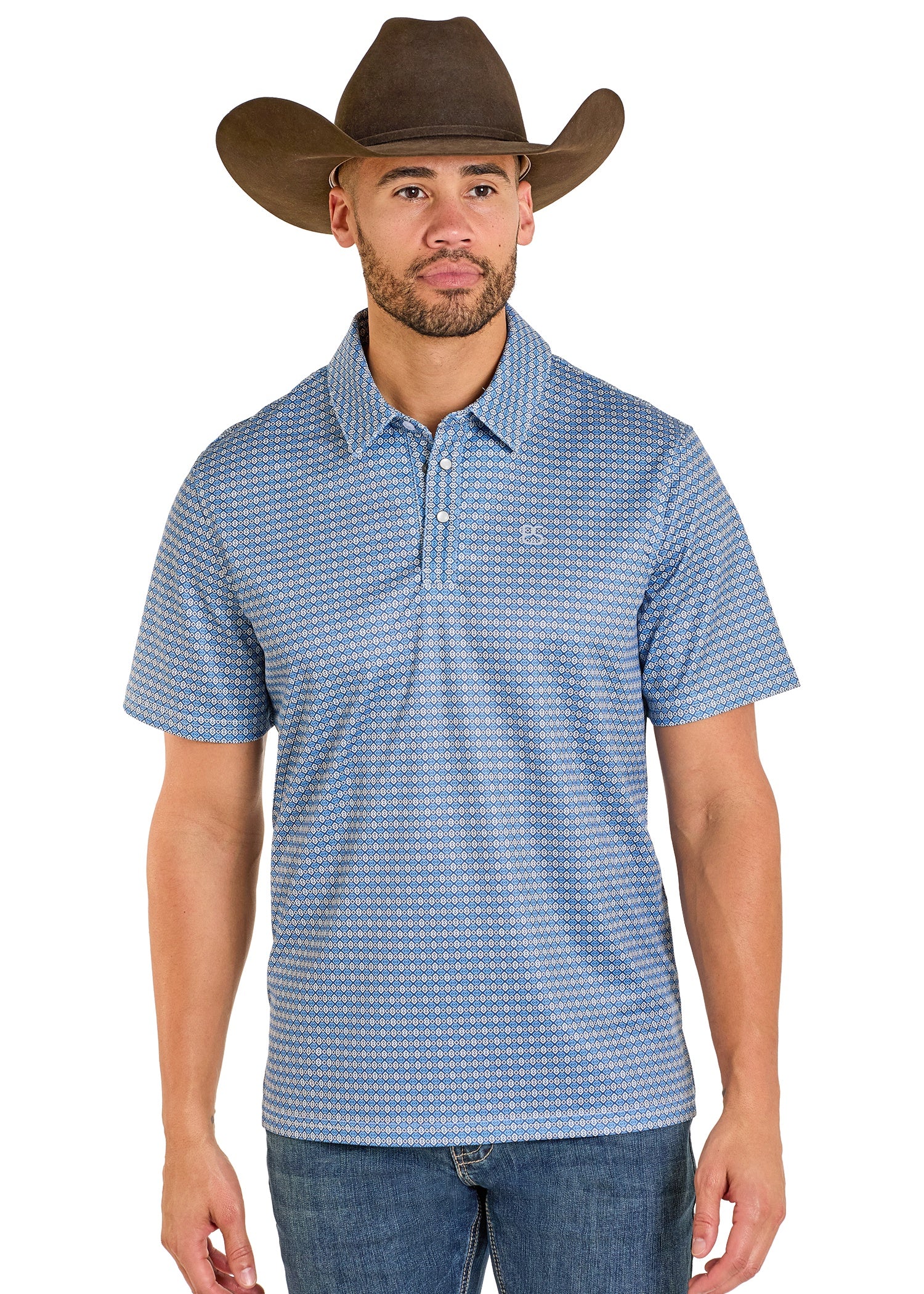 TM51T07536 | ROCK & ROLL MENS INDIGO SNAP POLO