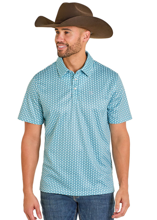 TM51T07548 | ROCK & ROLL MENS PEACOCK BLUE SNAP POLO