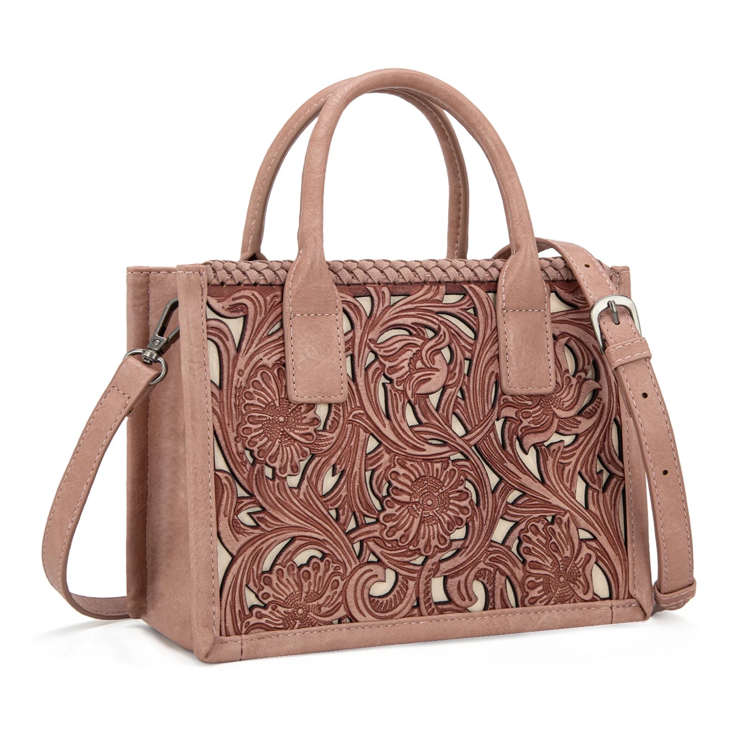 Trinity Ranch Floral Tooled Mini Tote/Crossbody