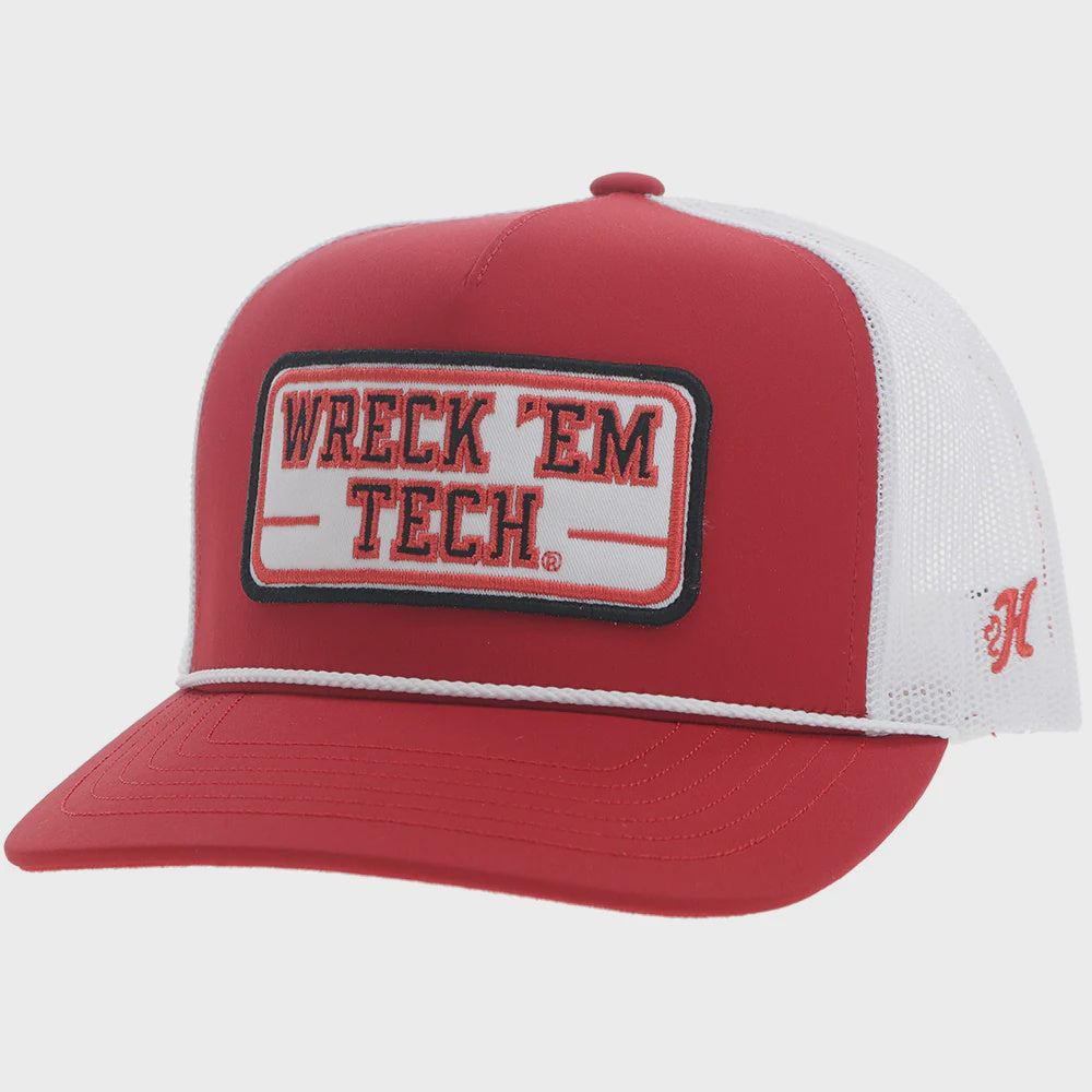 7327T-RDWH | HOOEY TEXAS TECH WITH "WRECK 'EM TECH" LOGO CAP - RED/WHITE