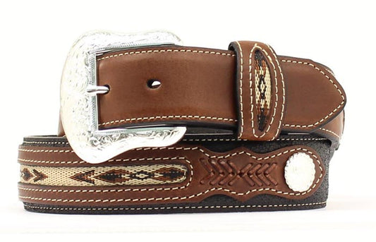 N2475701 | NOCONA MENS TOP HAND BLACK&BROWN AZTEC RIBBON BELT