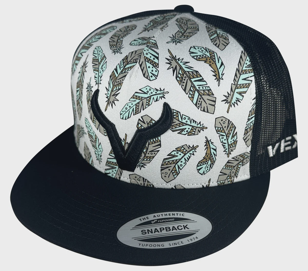 HT-225-001 | VEXIL BLACK ICON BLACK FEATHERS/WHITE MESH CAP