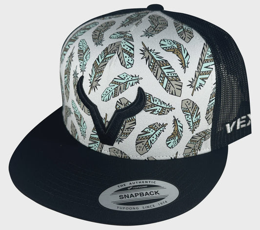 HT-225-001 | VEXIL BLACK ICON BLACK FEATHERS/WHITE MESH CAP