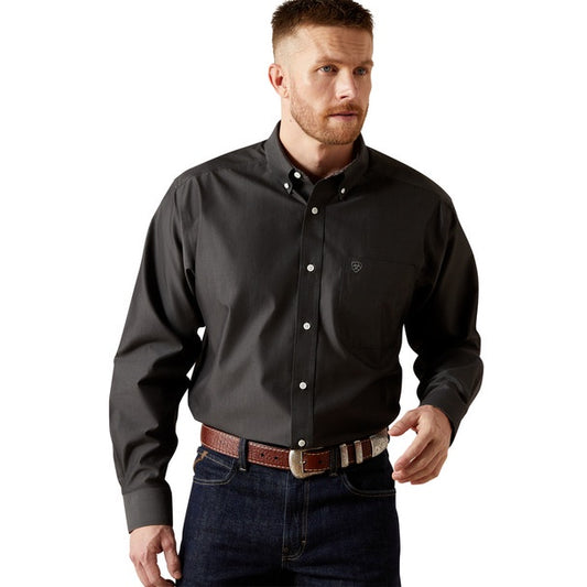 10065843 | ARIAT MENS WF SOLID BLACK PINPOINT OXFORD CLASSIC BUTTON UP SHIRT