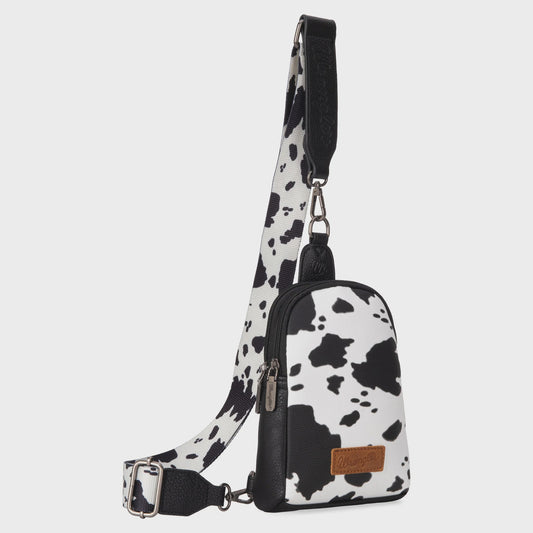 WG133-210BK | WRANGLER COW PRINT BLACK CROSSBODY