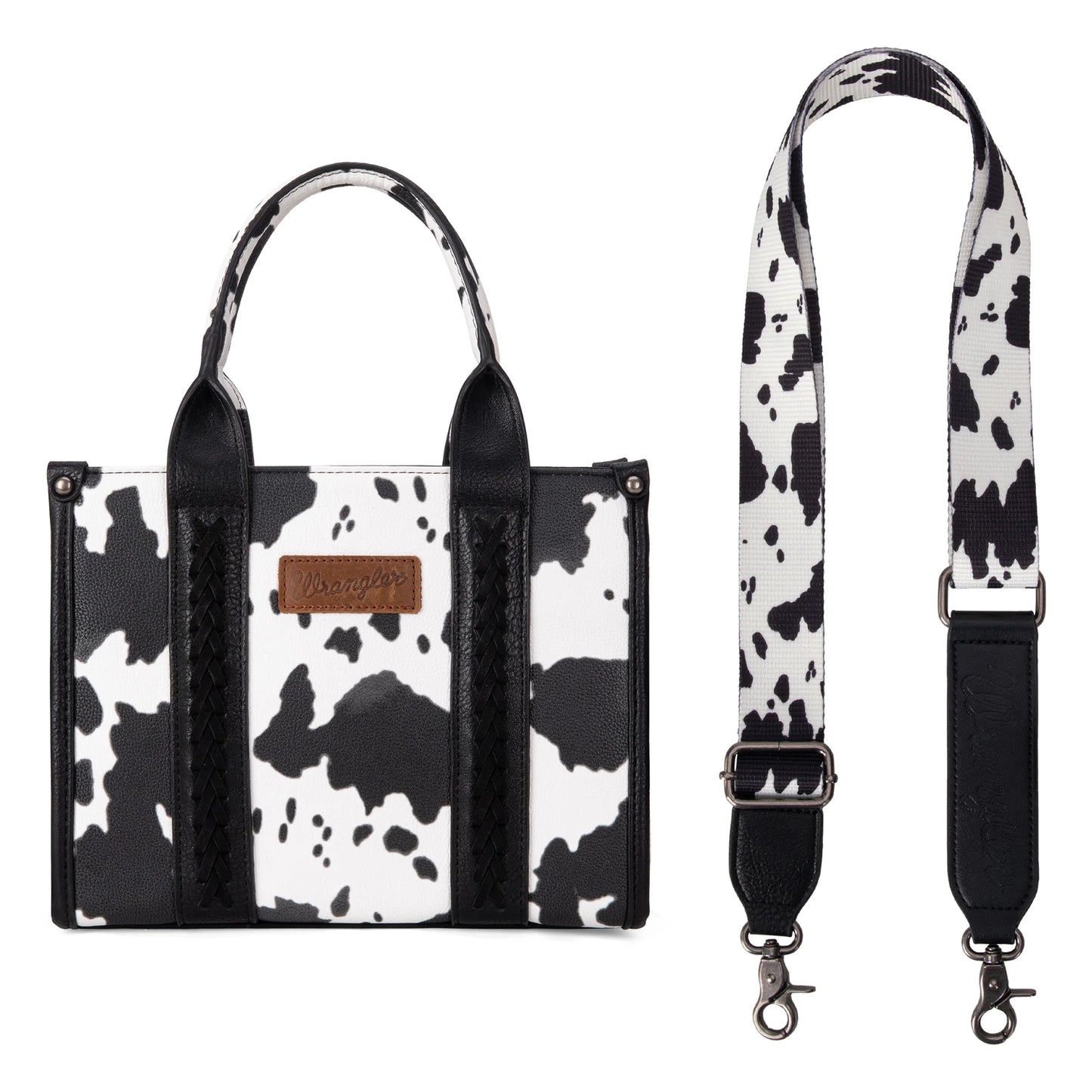 Wrangler Cow Print Concealed Carry Tote/Crossbody - Black