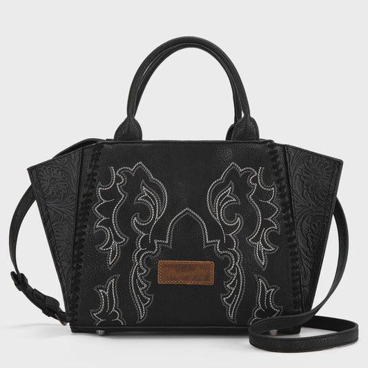 WG145G-8300BK | WRANGLER EMBROIDERED TRAPEZOID CONCEALED CARRY TOTE - BLACK