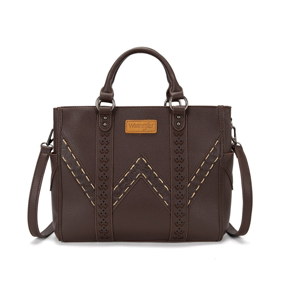 WG519-8300-1CF | WRANGLER WESTERN STITCH & EMBOSSED CHEVRON SATCHEL TOTE BAG