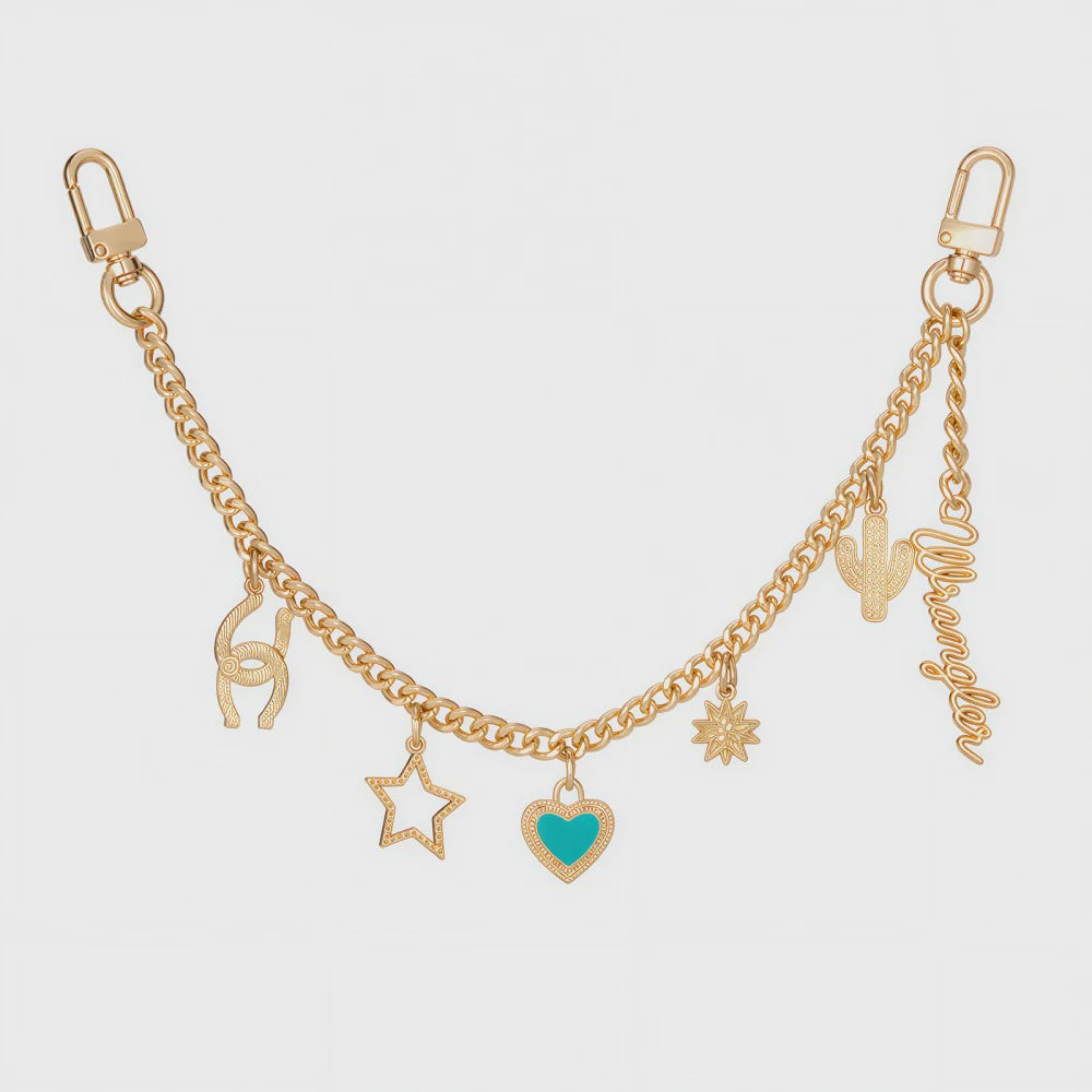 WGC-1019LTG | WRANGLER WESTERN MULTI-CHARM BAG CHAIN - LIGHT GOLD