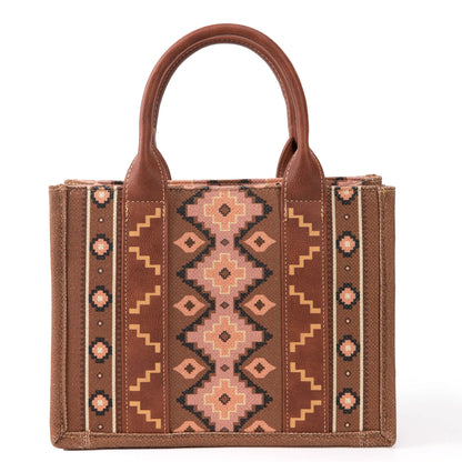 Wrangler Southwestern Print Small Canvas Tote/Crossbody - Dark Brown