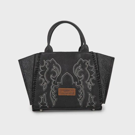 WG145-8300BK | WRANGLER EMBROIDERED TRAPEZOID  TOTE