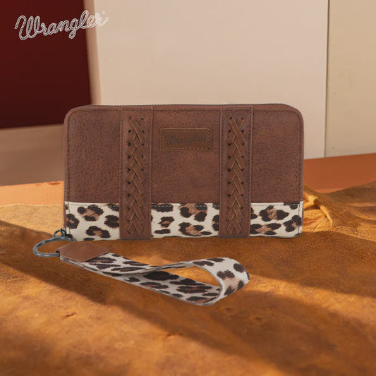 WG102-W006LP-BR | WRANGLER BROWN LEOPARD PRINT WALLET