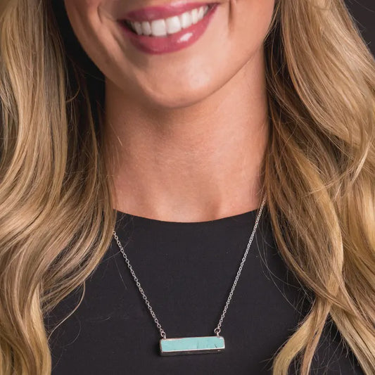 N547BS | WEST & CO DAINTY SILVER NECKLACE WITH TURQUOISE BAR