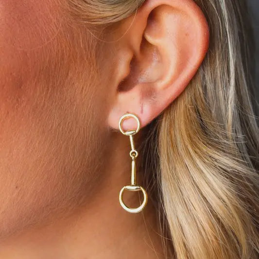 WC-E32G | 18K YELLOW GOLD PLATED EQUESTRIAN EARRINGS