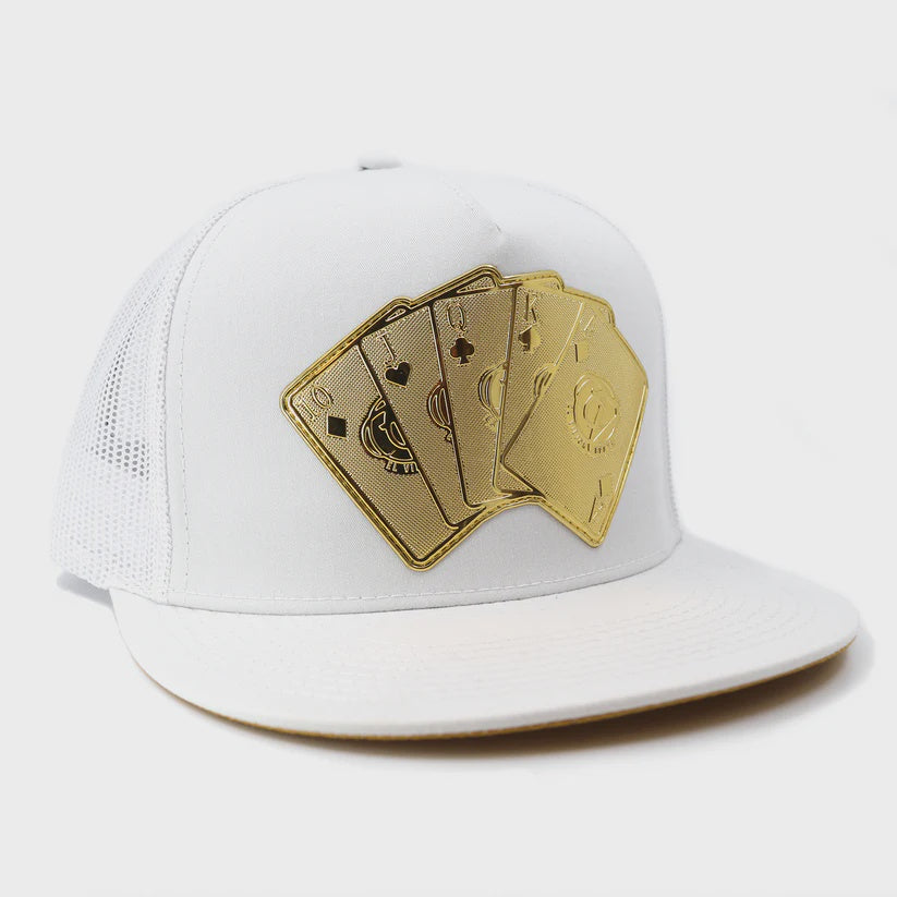 EL VIEJON BARAJA DE ORO WHITE FLAT VISOR CAP