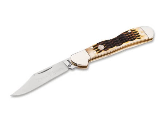 110886 | BOKER TREEBRAND COPPERHEAD BACKL AMBER JIGGED BONE KNIFE