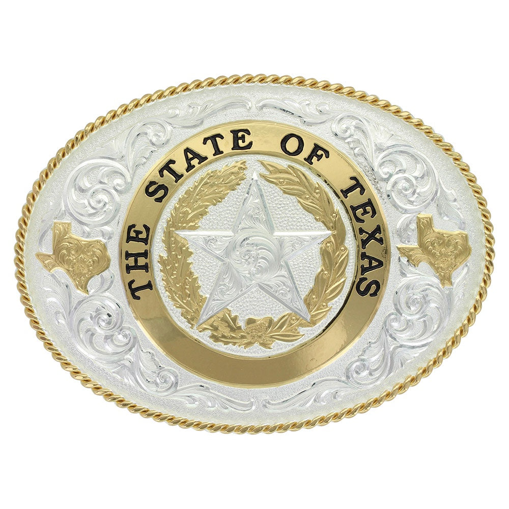 61374 | MONTANA SILVERSMITHS STATE OF TEXAS STAR SEAL BUCKLE
