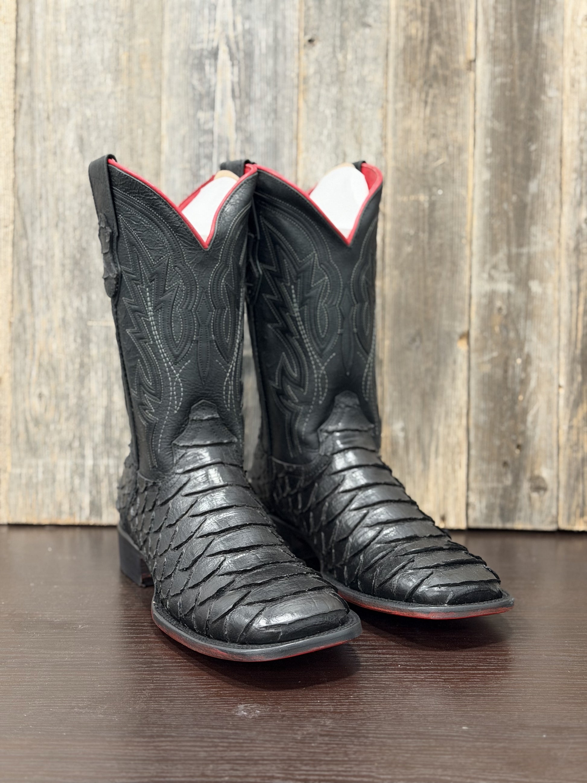 RANCHERS PYTHON IMITATION BLACK SHINY W/RED BOTTOM