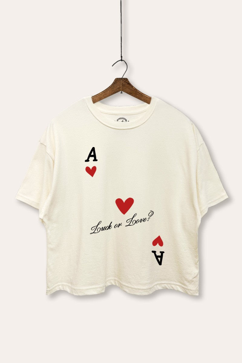 TC550-P7650 | WOMENS ACE OF HEARTS LUCK OR LOVE CROP TOP
