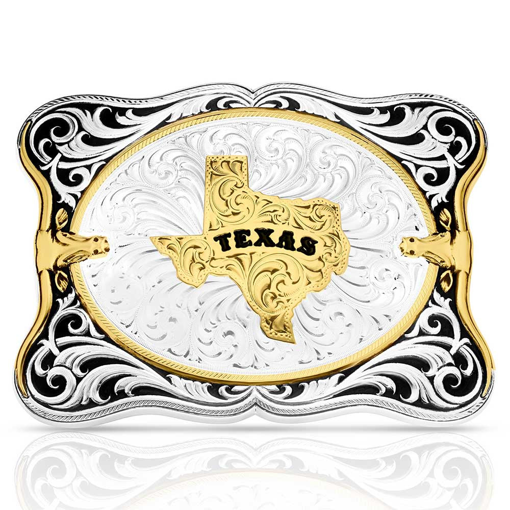 55610-610TX | MONTANA SILVERSMITH CATTLEMEN BUCKLE WITH STATE OF TEXAS