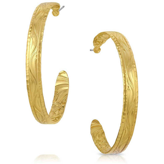 ER5663G / TIMELESS TREASURE CHISELED GOLD HOOP EARRINGS