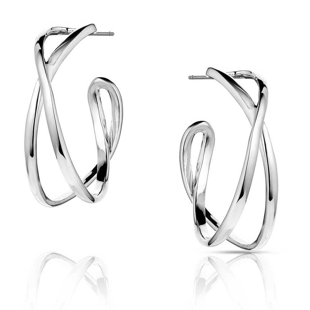 ER5870 | MONTANA SILVERSMITH DARING CROSSED HOOP EARRINGS