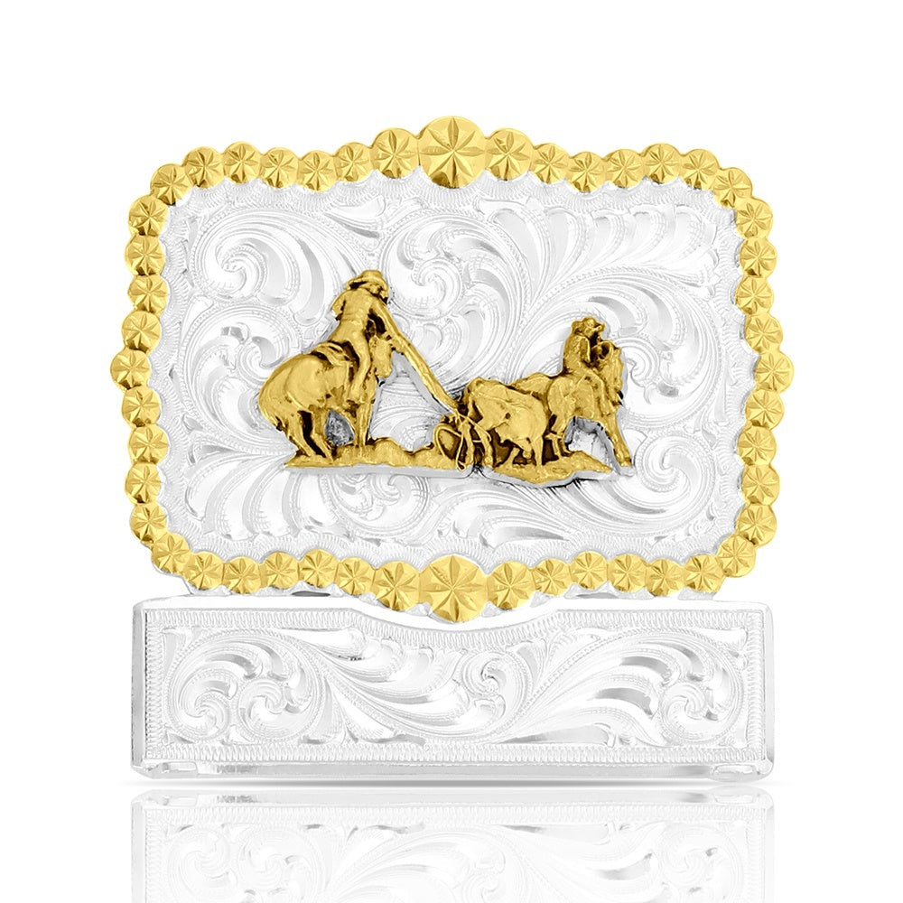 HB6334-466 | MONTANA SILVERSMITHS SOUTH PLAINS WITH TEAM ROPERS HAT BUCKLE